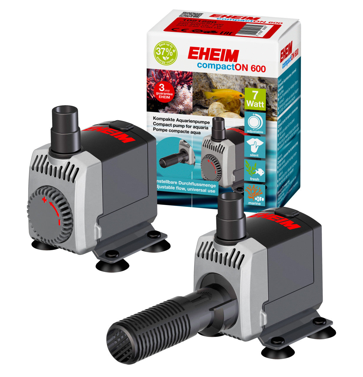 EHEIM - Small Aquarium Motor compactON Silent, Powerful and Saltwater Safe (300, 600, 1000, 2100)