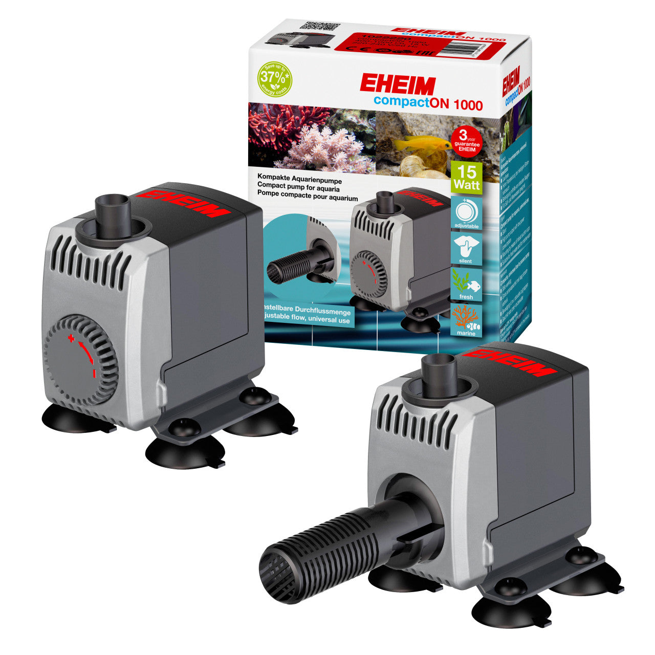 EHEIM - Small Aquarium Motor compactON Silent, Powerful and Saltwater Safe (300, 600, 1000, 2100)