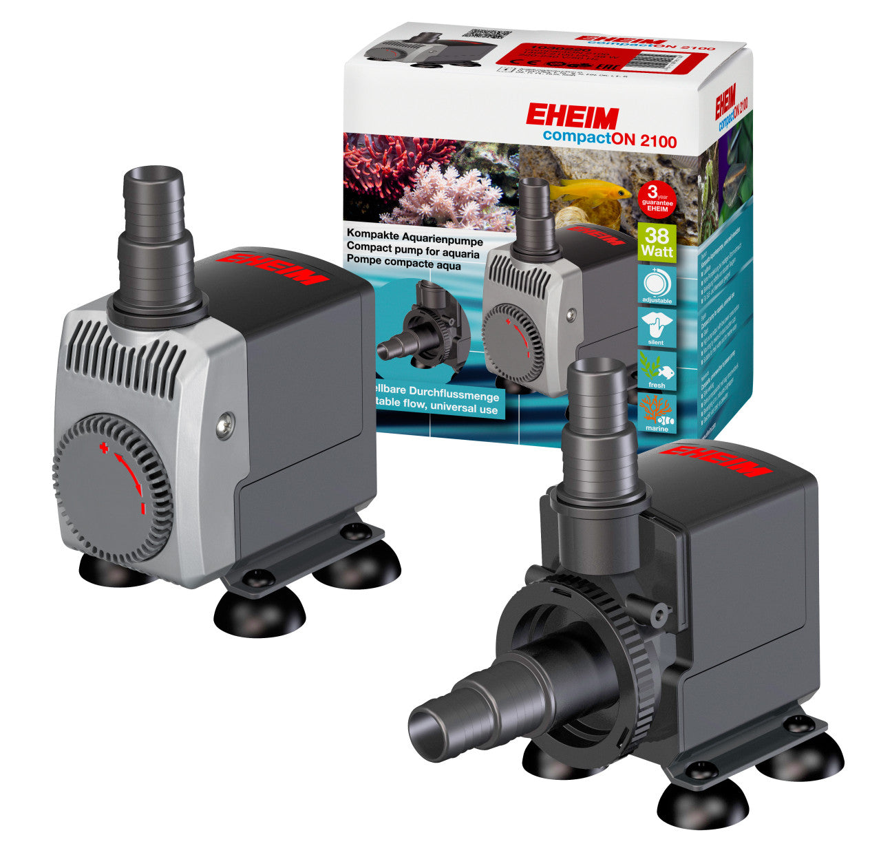EHEIM - Small Aquarium Motor compactON Silent, Powerful and Saltwater Safe (300, 600, 1000, 2100)