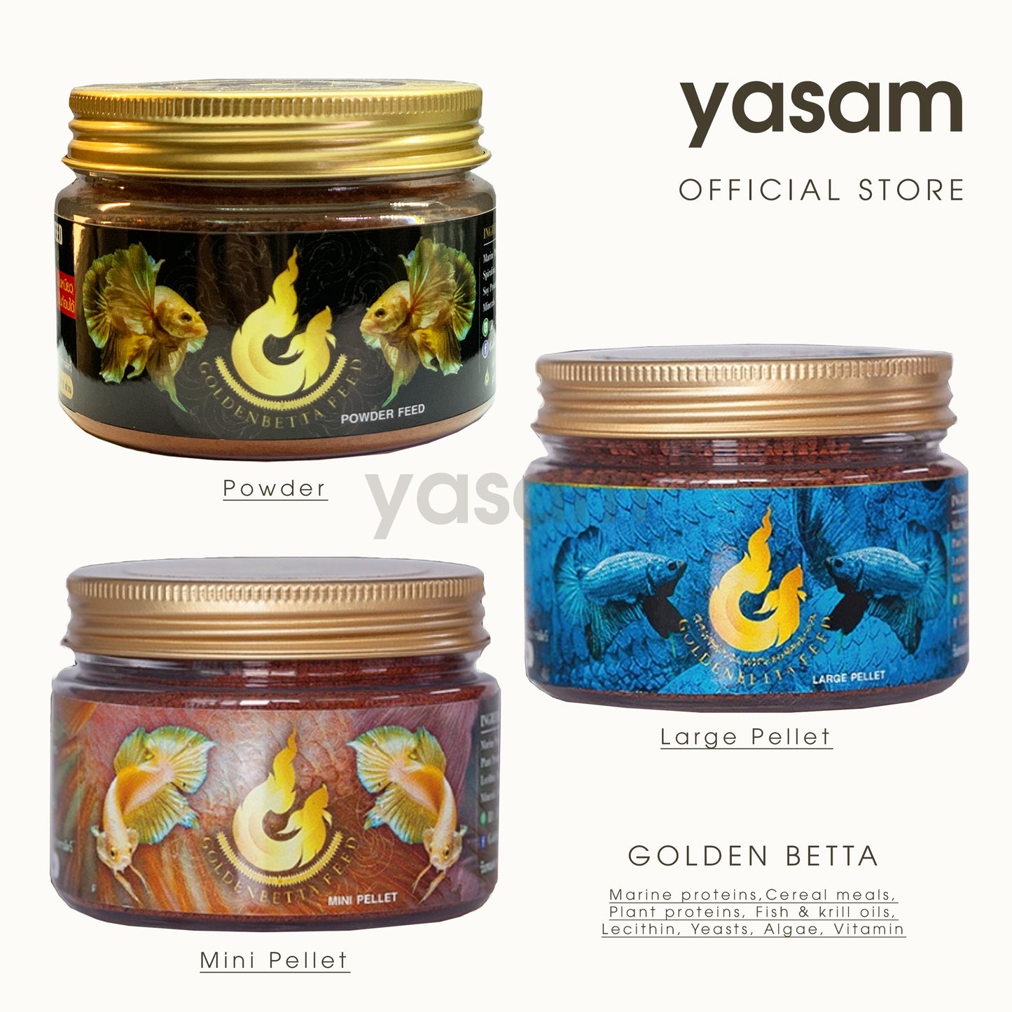GOLDEN BETTA - 食品颗粒(粉末、迷你和大颗粒尺寸)