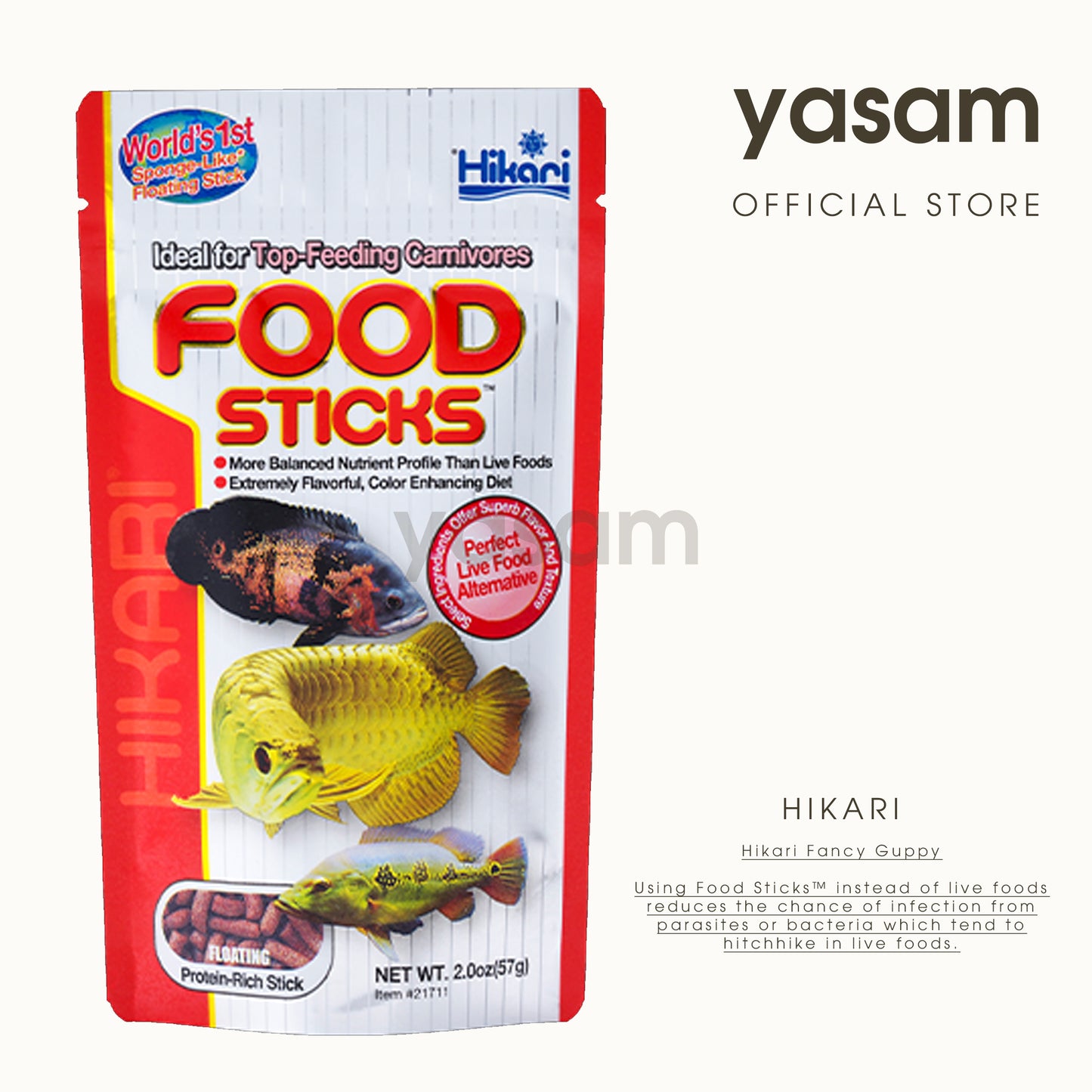 HIKARI - 顶部喂养食肉动物龙鱼罗汉奥斯卡花角的食物棒