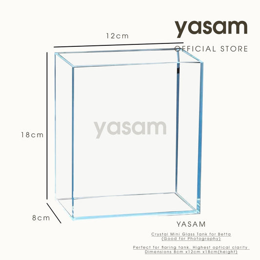 YASAM - Betta 水晶迷你玻璃鱼缸(适合摄影)