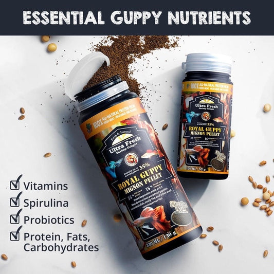 AZOO -  Royal Guppy Mignon Pellet For Guppies, Swordtail, Molly Fish 120ml 53g/ 330ml 130g