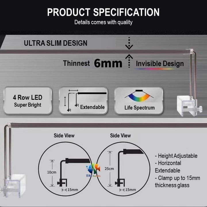 NEO HELIOS - Flat LED Light XP Series Full Spectrum WRGB Ultra Slim LED Lamp Aquascape Landscaping tank Aquarium