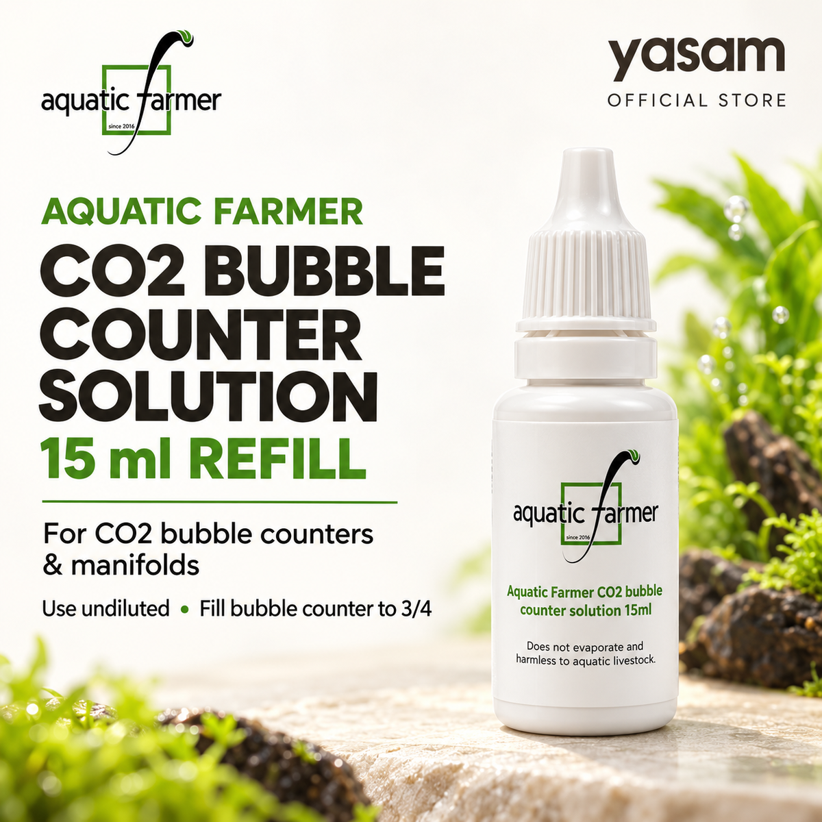 AQUATIC FARMER - Bubble Counter Solution 15ml Refill for all types of Bubble counter solution in manifold of CO2