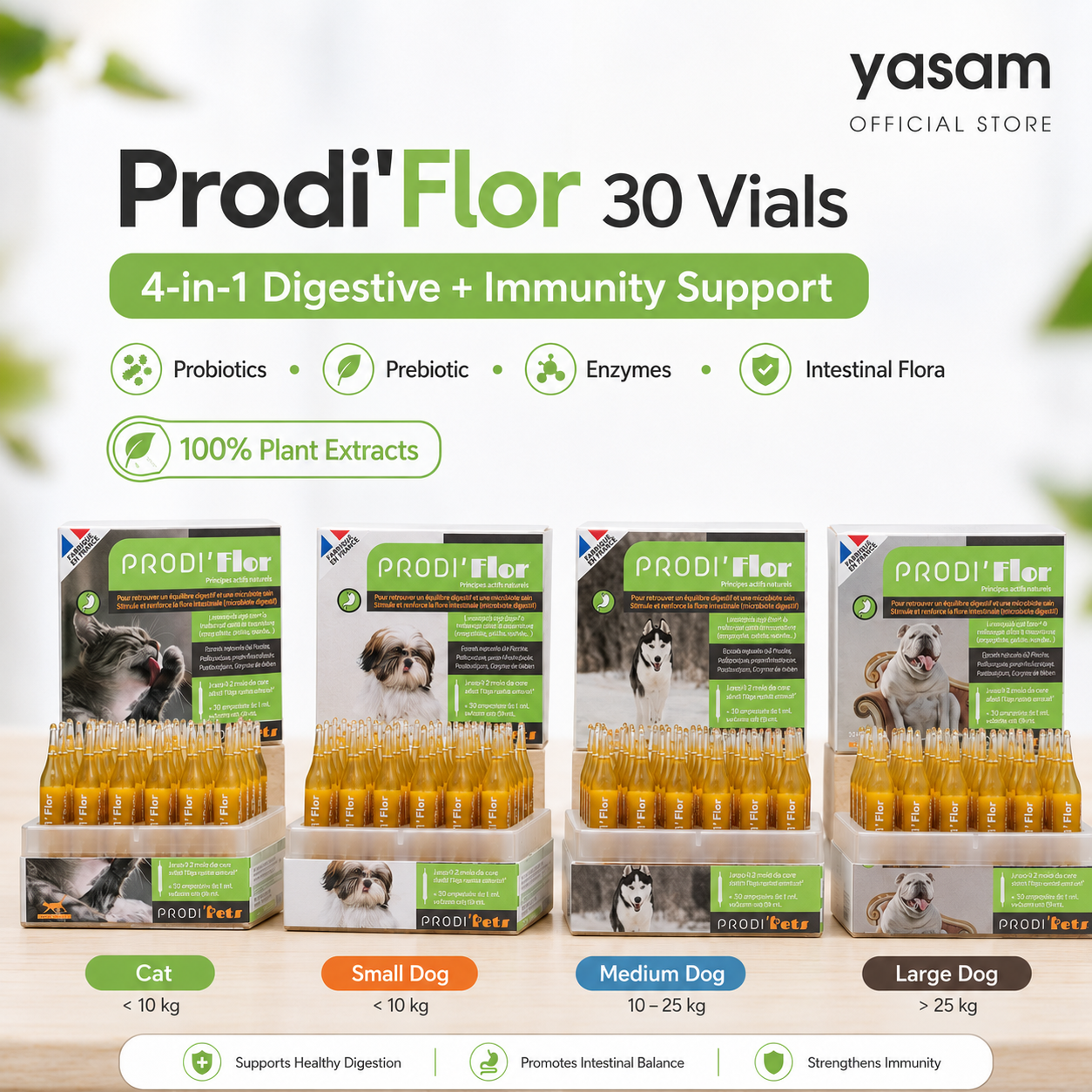 Prodipets - PRODI'FLOR Cat & Dog 30 Vials Probiotics Prebiotics Gut Health & Immunity Supplement
