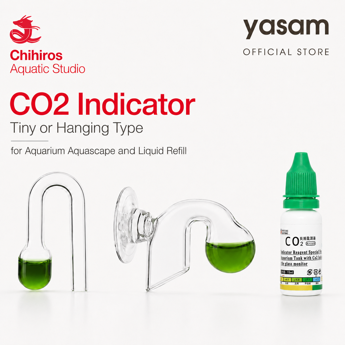 CHIHIROS - CO2 Indicator Tiny or Hanging Type for Aquarium Aquascape and Liquid Refill