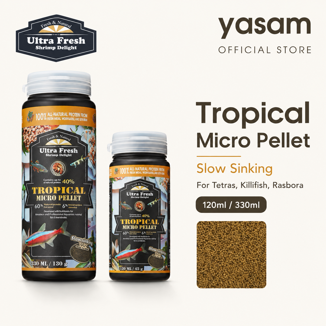 AZOO - Ultra Fresh Tropical Micro Pellet Slow Sinking Type for Tetras, Killifish, Rasbora