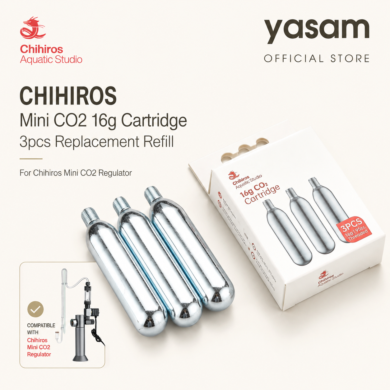 CHIHIROS - Mini CO2 16g Cartridge 3pcs Replacement Refill