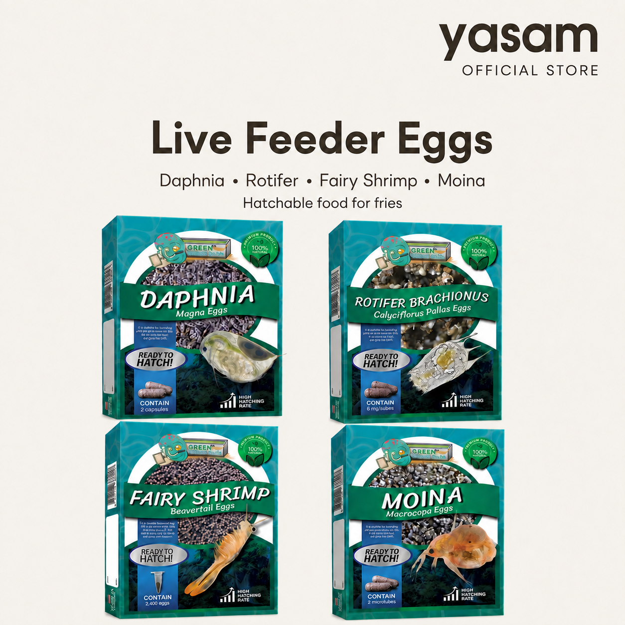 YASAM - Daphnia Rotifer Fairy Shrimp Moina Hatchable Live Feeder Food for Fries by Green Water Farm