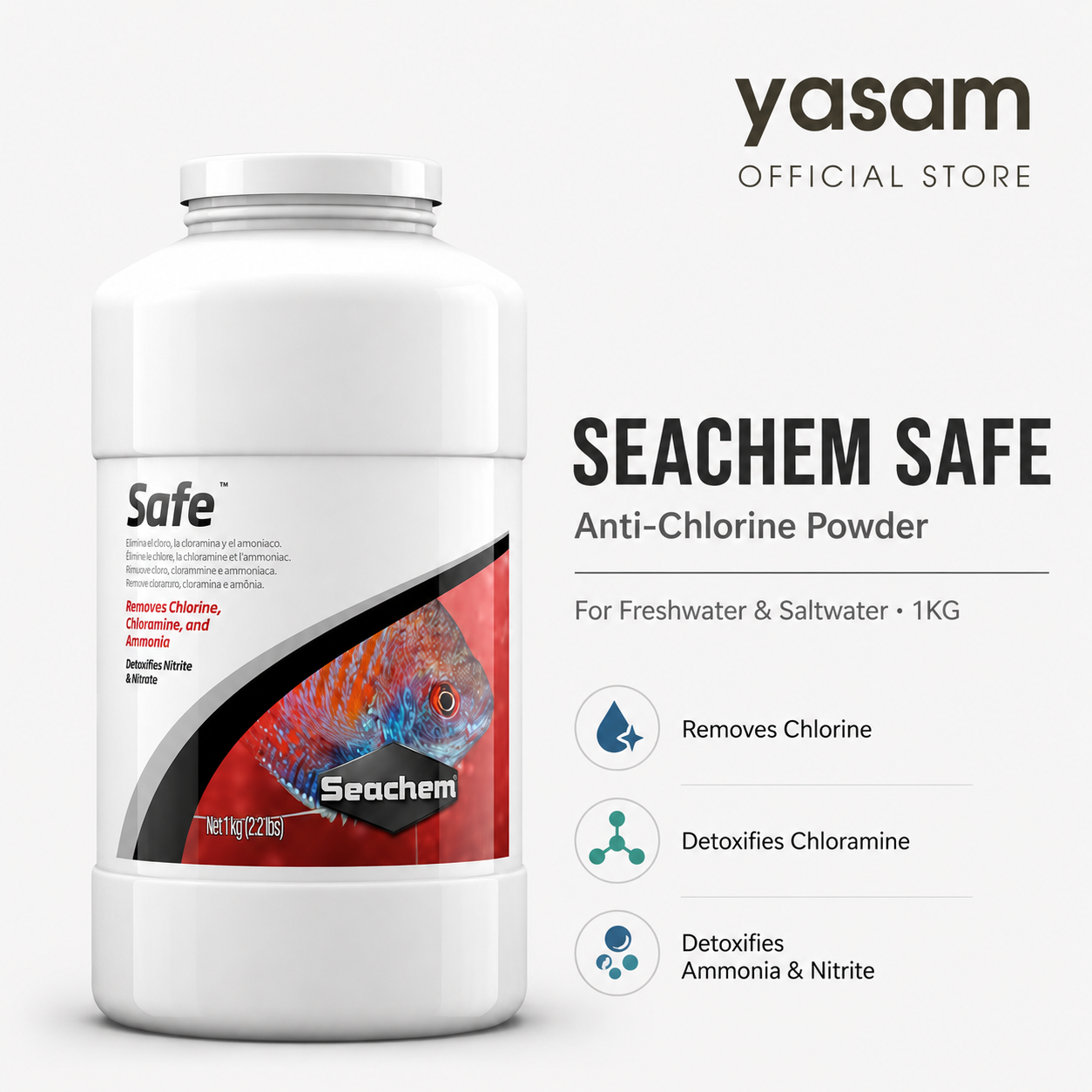 SEACHEM - SAFE Anti Chlorine for freshwater and saltwater Powder 1KG