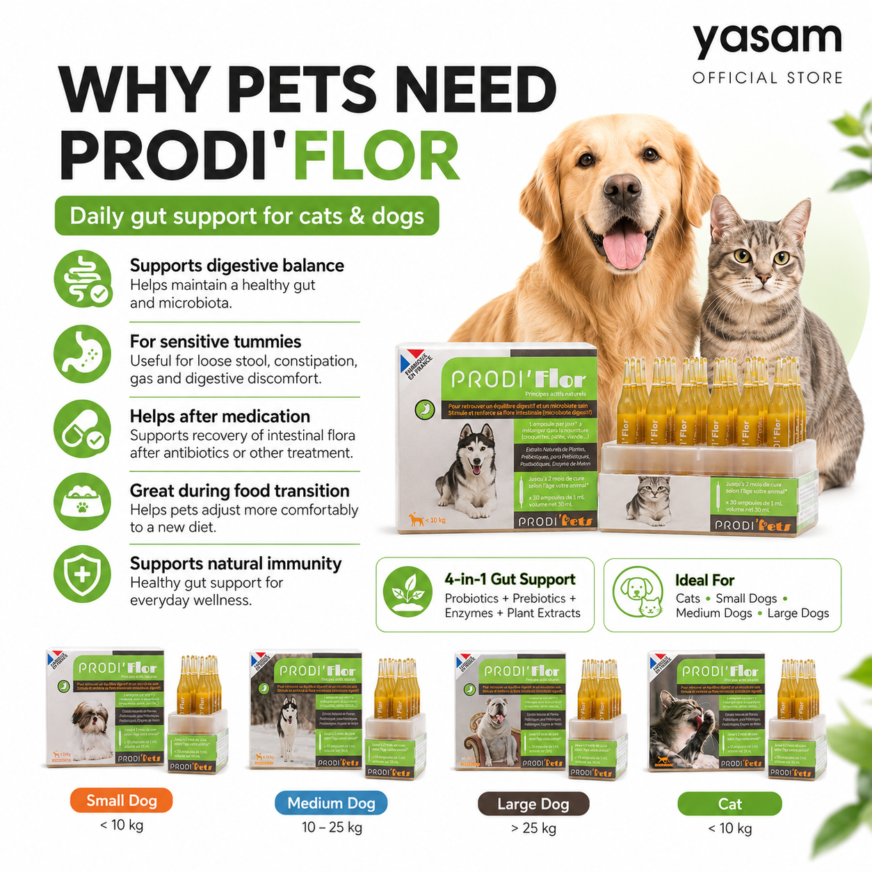 Prodipets - PRODI'FLOR Cat & Dog 30 Vials Probiotics Prebiotics Gut Health & Immunity Supplement
