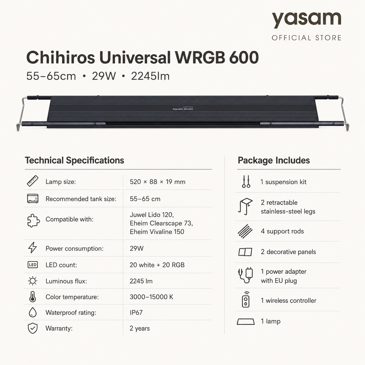 CHIHIROS - WRGB Universal 600 (55-65cm) and 1200 (115 to 125cm) 29W