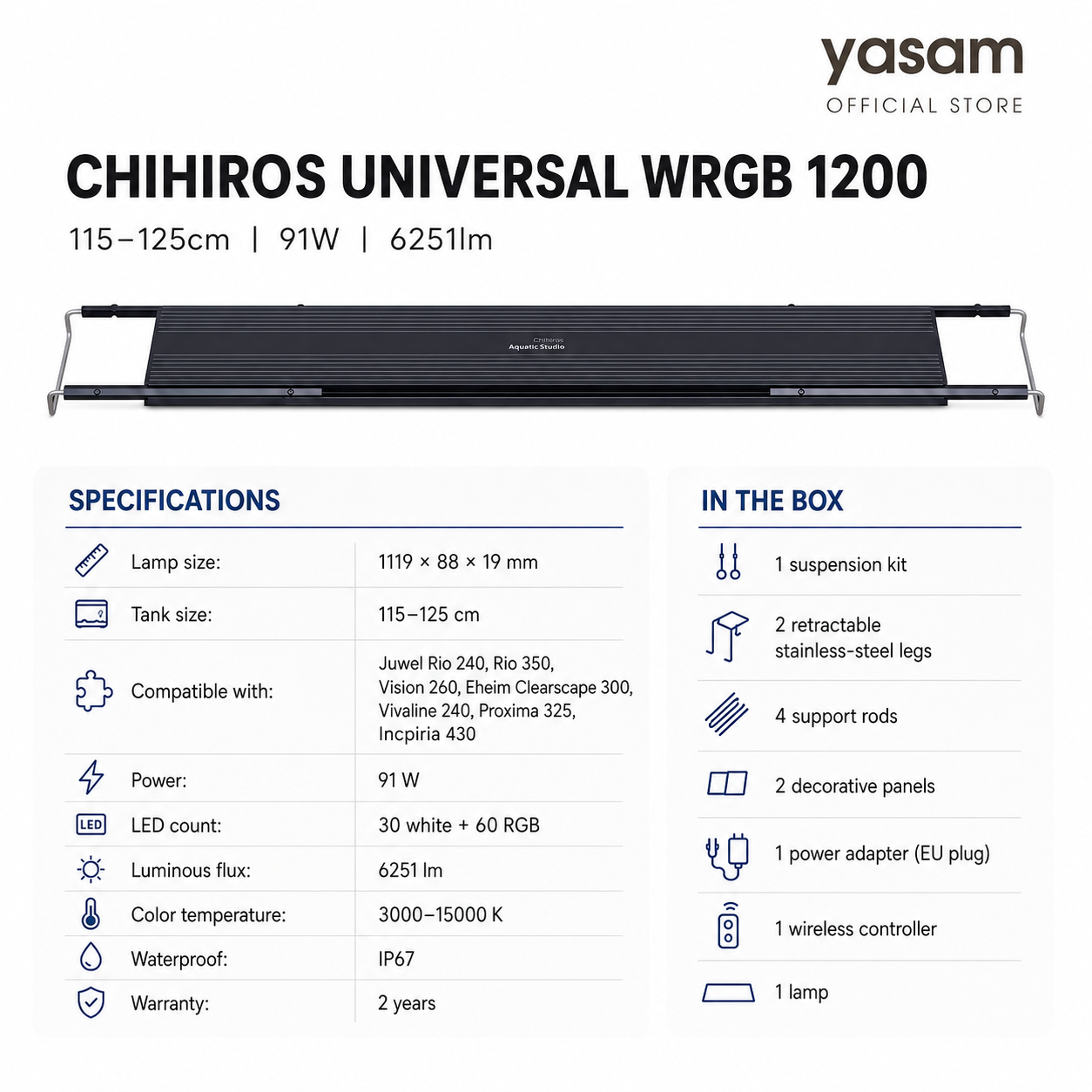 CHIHIROS - WRGB Universal 600 (55-65cm) and 1200 (115 to 125cm) 29W