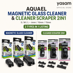 AQUAEL - Magnetic Glass Cleaner S/M/L (6mm/10mm/15mm) and Cleaner Scraper 2in1 (S/M/L)