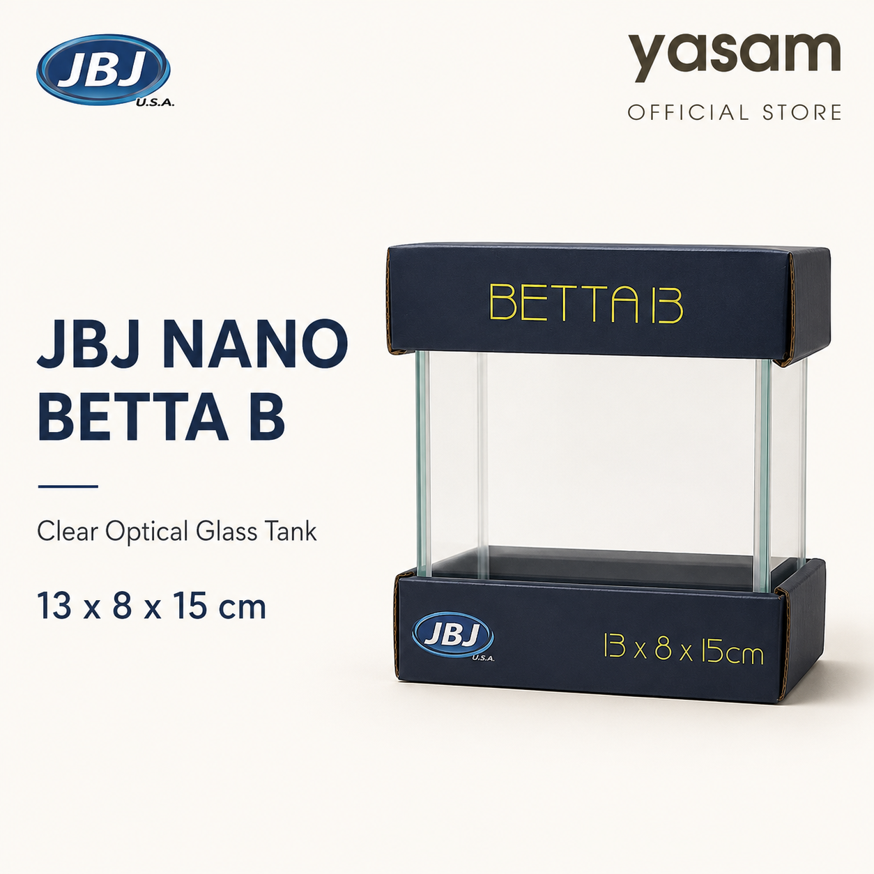 JBJ - Nano Betta B Glass Fish Tank Clear Optical 13Lx8Wx15H