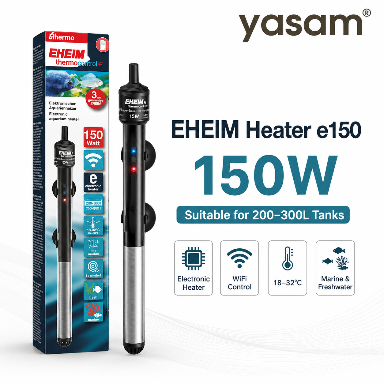 EHEIM - Aquarium Heater Smart thermocontrol +e 150, +e300, Normal Heater Option Available