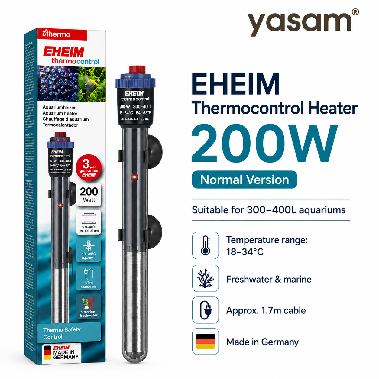 EHEIM - Aquarium Heater Smart thermocontrol +e 150, +e300, Normal Heater Option Available
