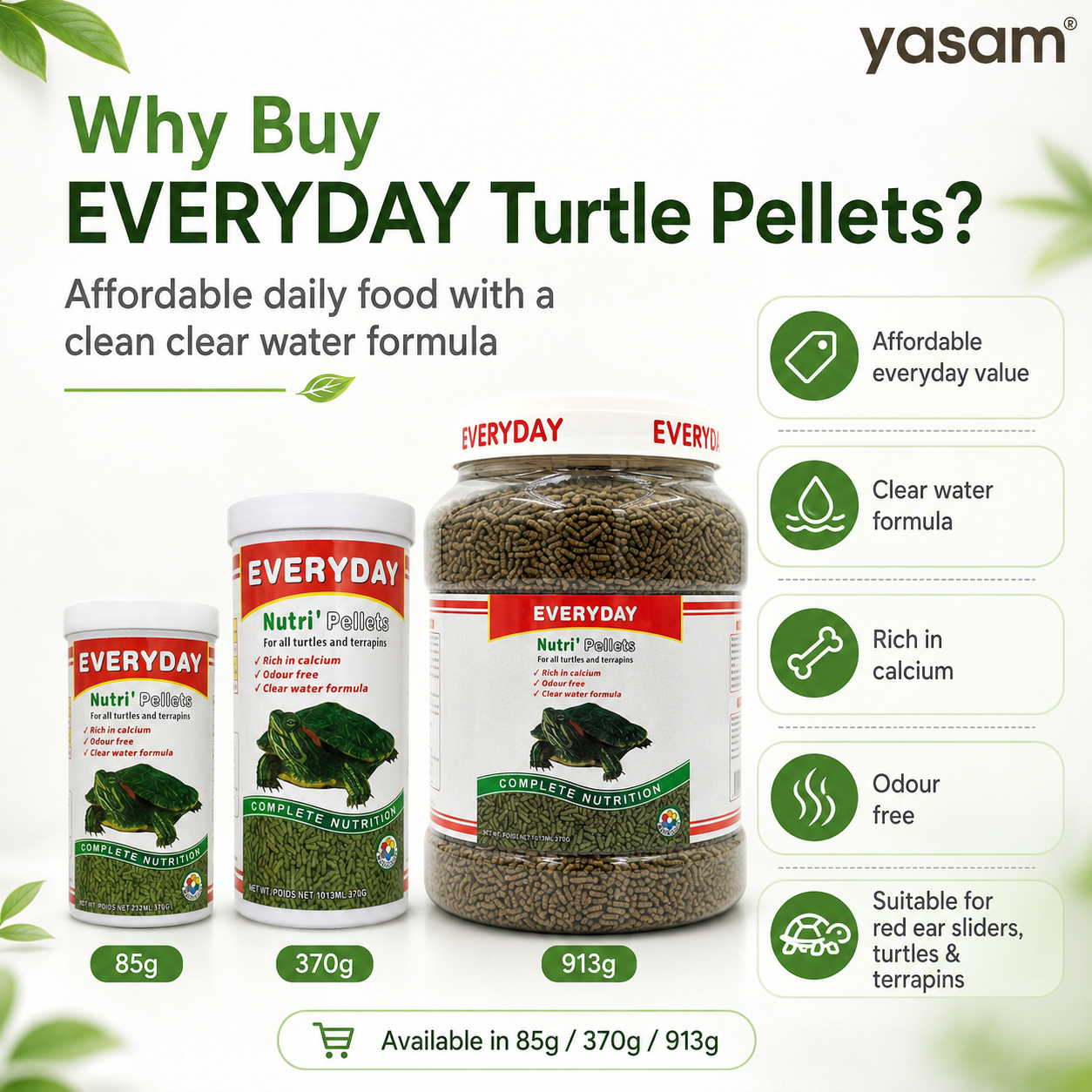 EVERYDAY - Turtle Pellet for Red Ear Sliders Clear Water Formula 85g 370g
