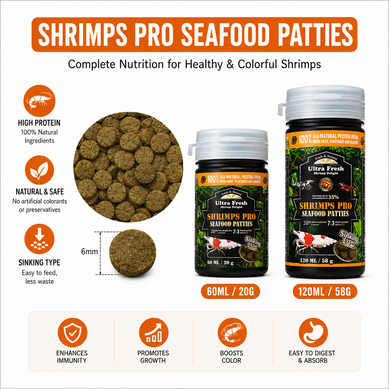 AZOO - Ultra Fresh Shrimp Pro Seafood Patties Shrimp Food Crystal Caridina Neocaridina Feed
