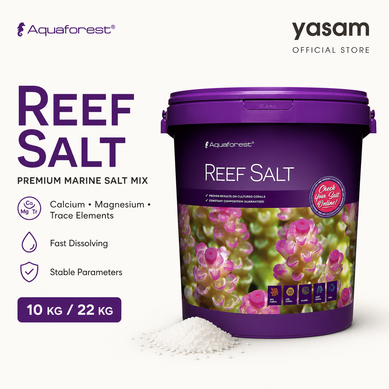 AQUAFOREST - Reef Salt Marine Salt Mix with Calcium Magnesium Trace Elements For Cultured Corals