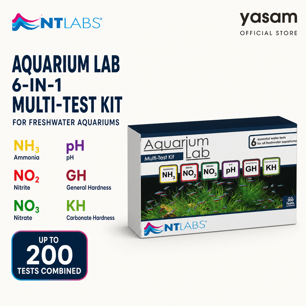 NT LABS - Aquarium Water 6 in 1 Multi Test Kit (Up to 200 Tests Combined)