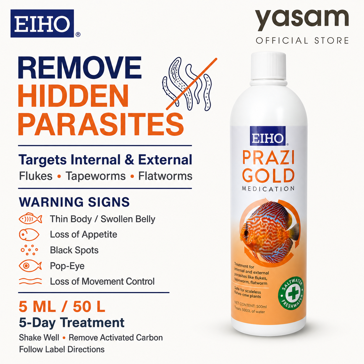 EIHO - Prazi Gold (remove internal/external flukes) 120ml/500ml