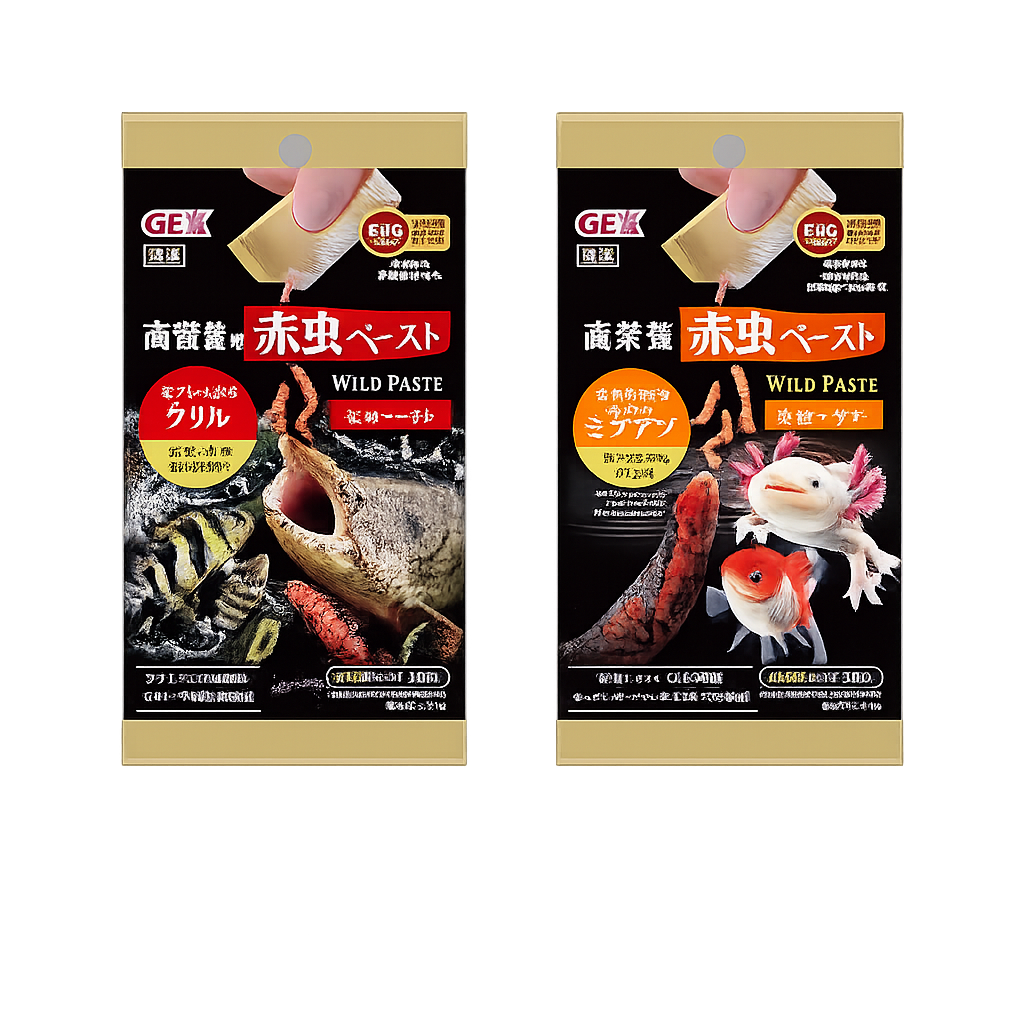 GEX - Wild Paste for Goldfish Betta Axolotl Badis Mini Puffers Tiger Fish Blood Worm & Black Soldier Fly & Krill 10pc