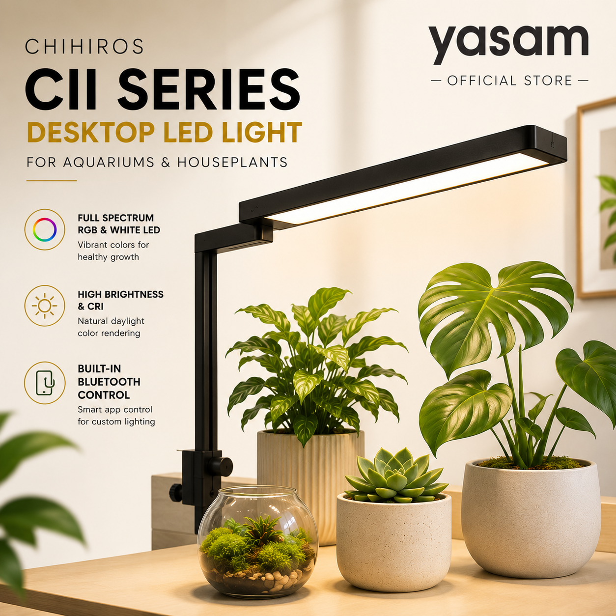 CHIHIROS - CII Series Desktop LED Light for Aquarium Aquascape with Built in bluetooth (C2 RGB/ C2 White)