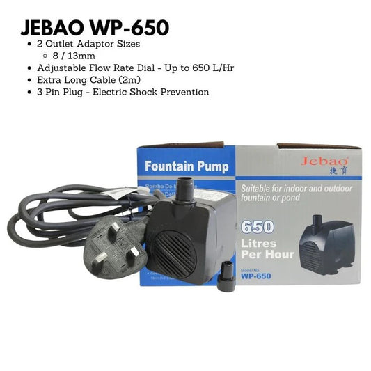 JEBAO - 3 Pin Plug Outdoors Water Pump Aquarium (2m Weather Proof Cable) - 650-1,500(L/Hr)