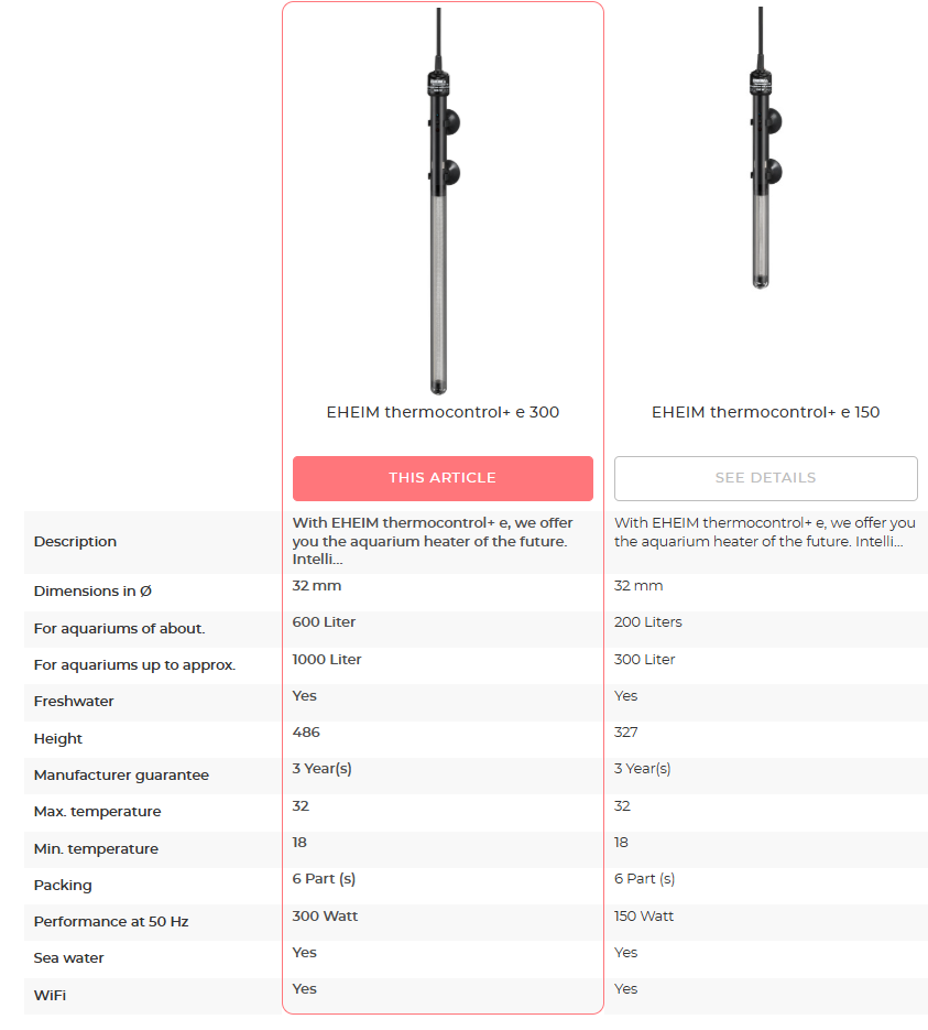 EHEIM - Aquarium Heater Smart thermocontrol +e 150, +e300
