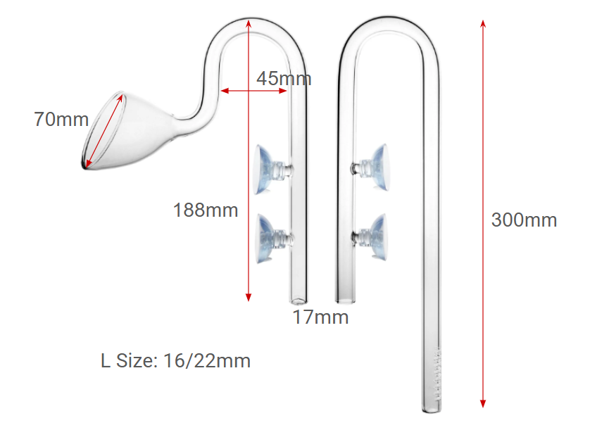 CHIHIROS - Lily Glass Pipe Inflow Outflow Aquarium Filter Pipe Clear Glass