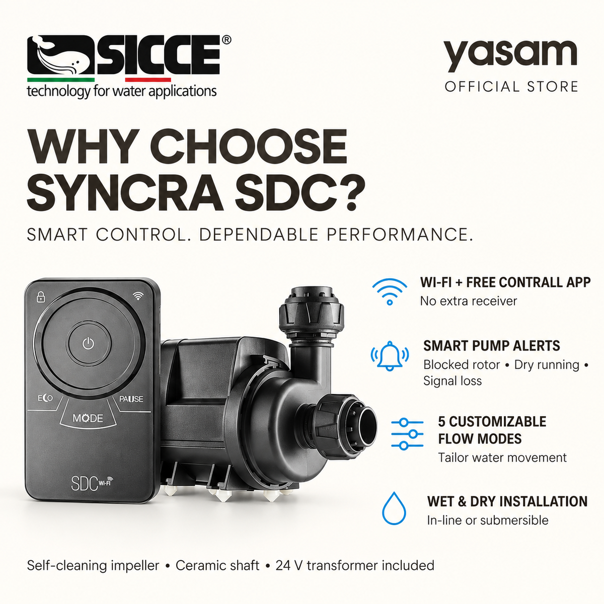 SICCE Syncra SDC WiFi Aquarium Water Pump Freshwater Marine (3.0, 6.0, 7.0, 9.0)