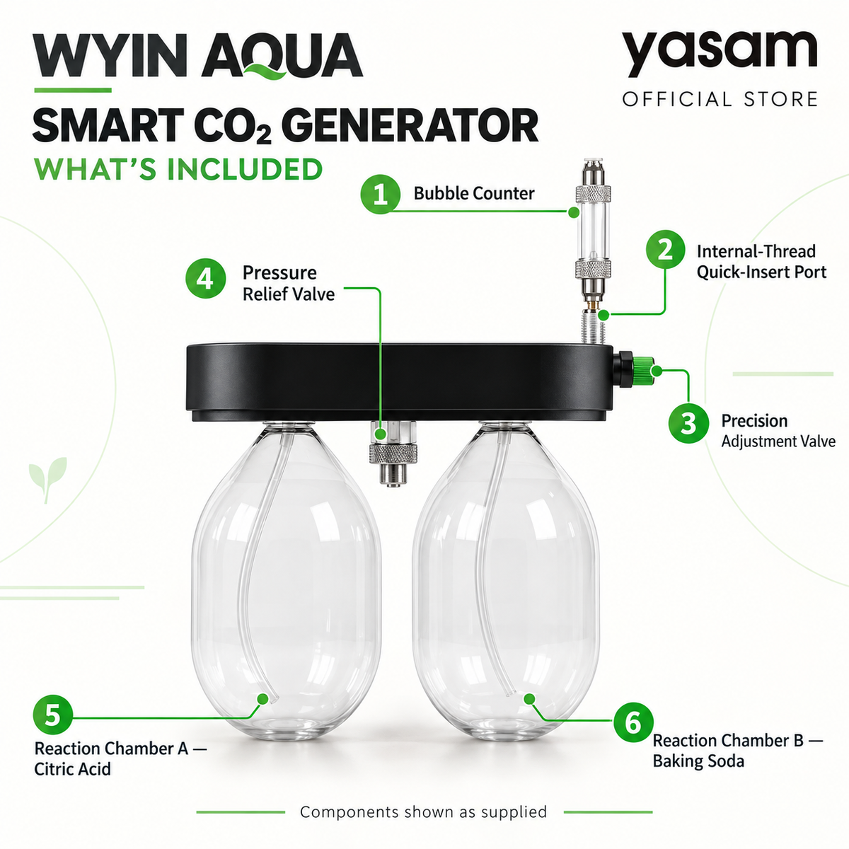 WYIN AQUA Smart CO2 Generator Aquarium Planted Tank Digital Pressure System DIY Citric & Baking Soda