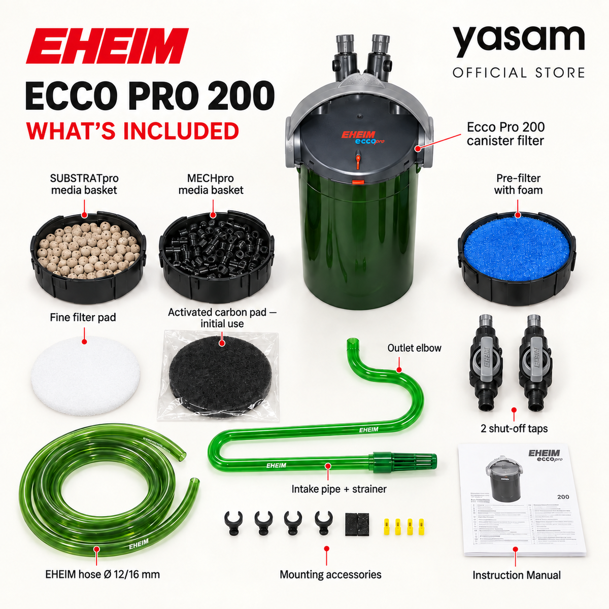 EHEIM Eco Pro External Filter 130/200/300, Low Energy Consumption, Reliable Performance Cannister