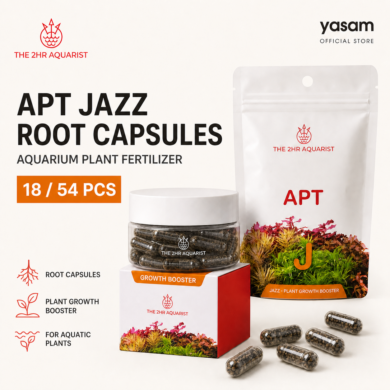 2Hr Aquarist - APT JAZZ Root Capsules 18/54pcs Aquarium Plant Fertilizer Root Tabs
