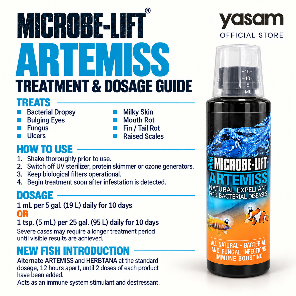 MICROBE-LIFT Artemiss Natural Expellant for Bacterial Diseases, Fresh and Salt Water 236ml/473ml
