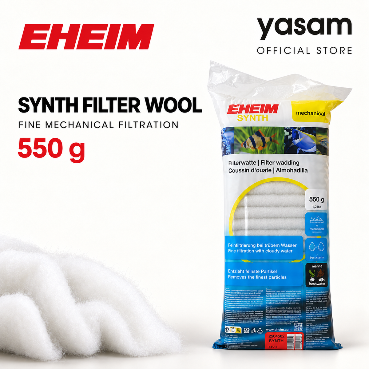 EHEIM SYNTH Fine Filter Wadding Wool Aquarium Mechanical Filter Media 550g 1000g