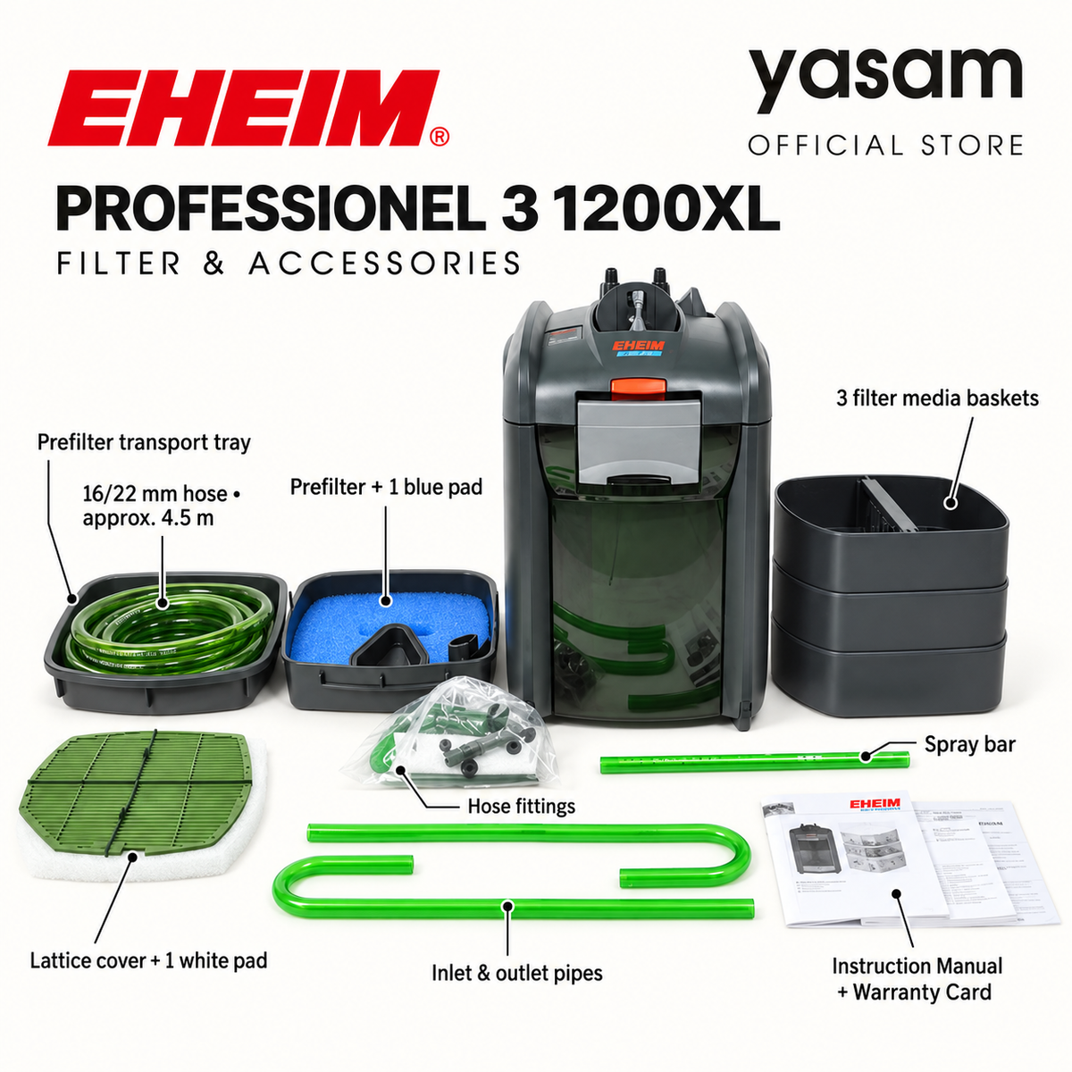 EHEIM Professional 3 1200XL External Canister Filter Aquarium Made in Germany 1700L/H