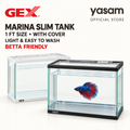 GEX - Marina Slim S White Tank good for Giant Betta, Wild Betta (Light and Easy to Wash) 1 Feet Tank