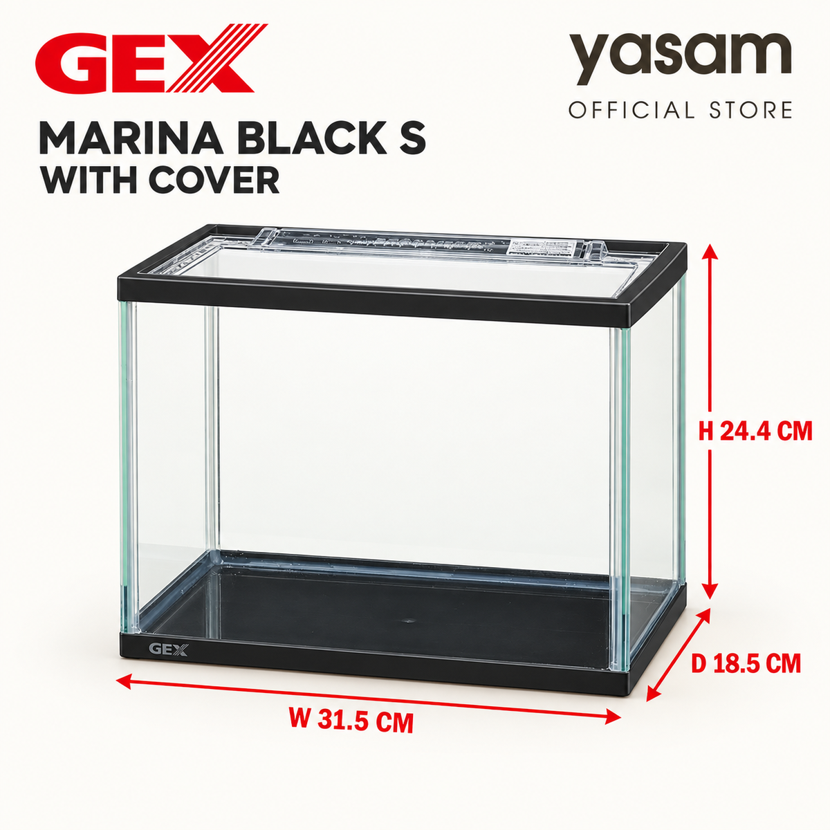 GEX - Marina Slim S White Tank good for Giant Betta, Wild Betta (Light and Easy to Wash) 1 Feet Tank