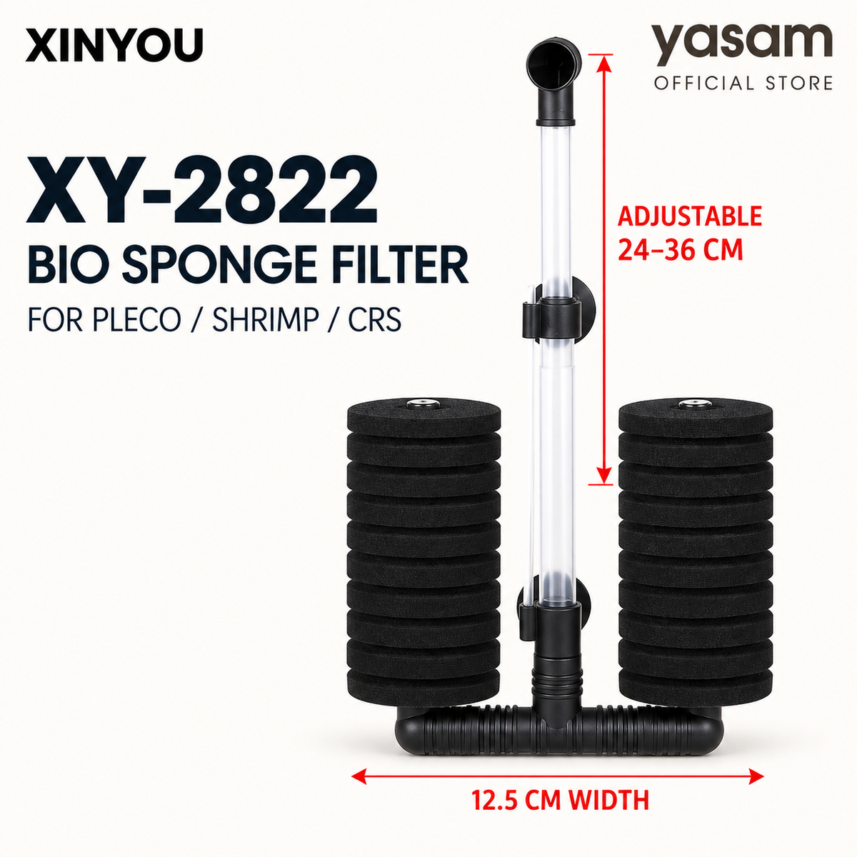 YASAM - Xinyou XY-2831 Bio Sponge Filter and Media best for Pleco, Shrimp Tanks CRS
