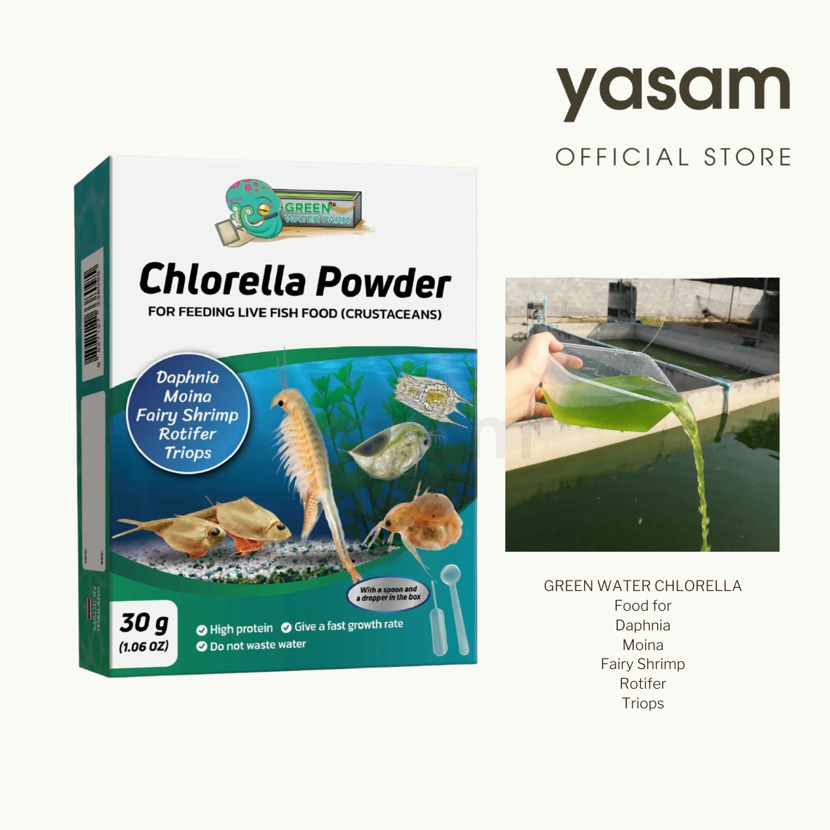 GREENWATERFARM - Chlorella Powder Green Water for feeding Boon Daphnia, Fairy Shrimps, Copepods
