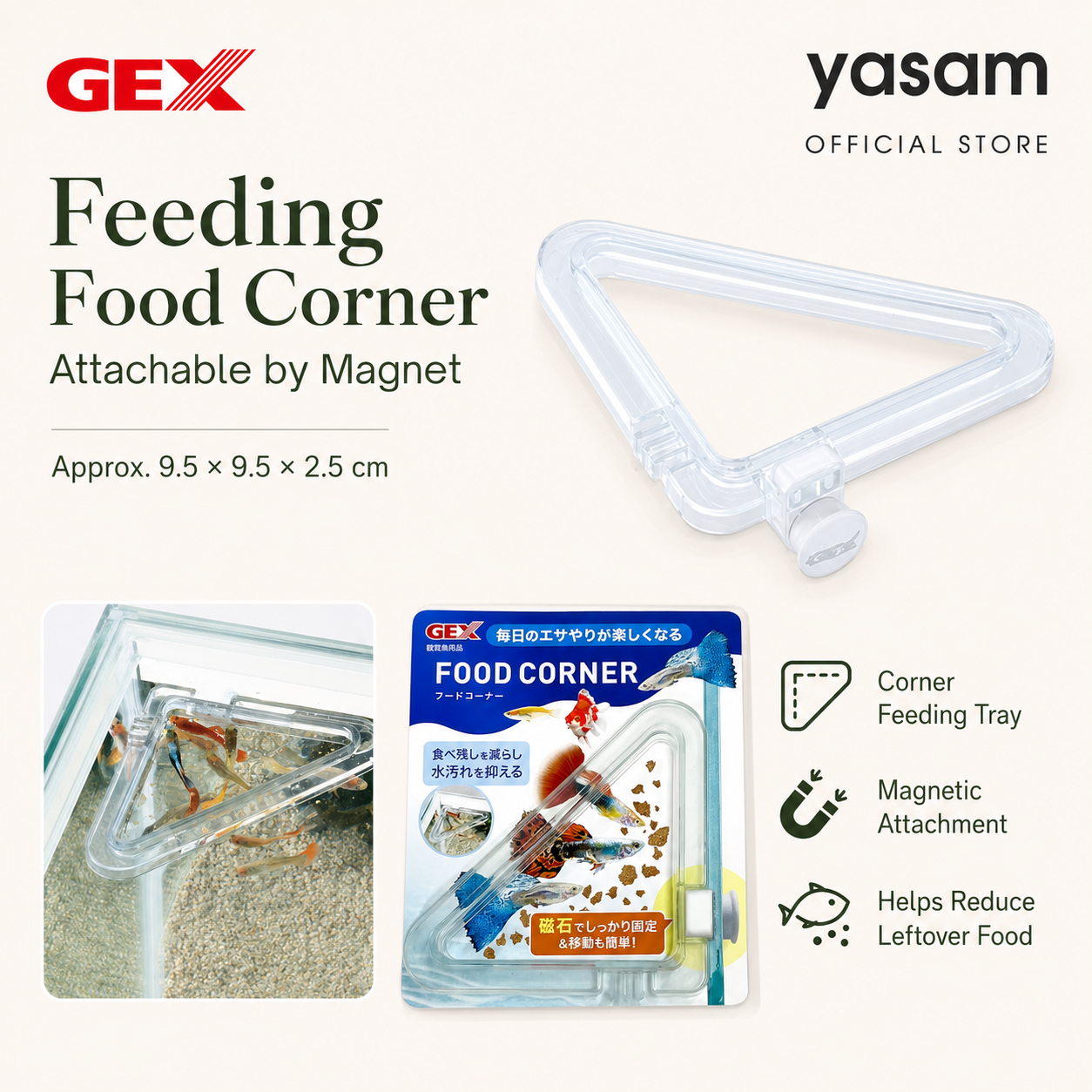 GEX - Feeding Food Corner Magnetic Aquarium Feeding Station
