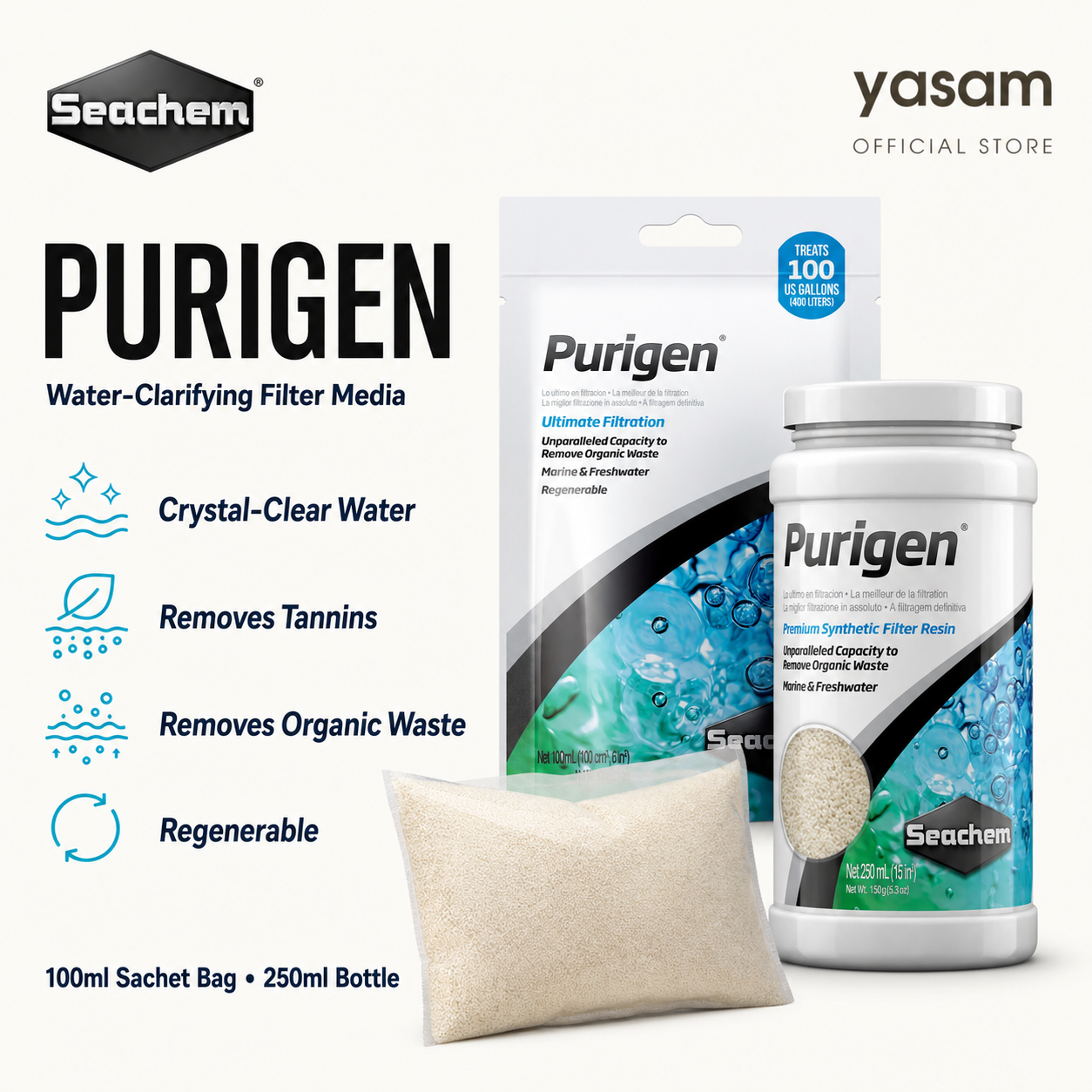 SEACHEM - Purigen Sachet (Best water clarifier filter media)