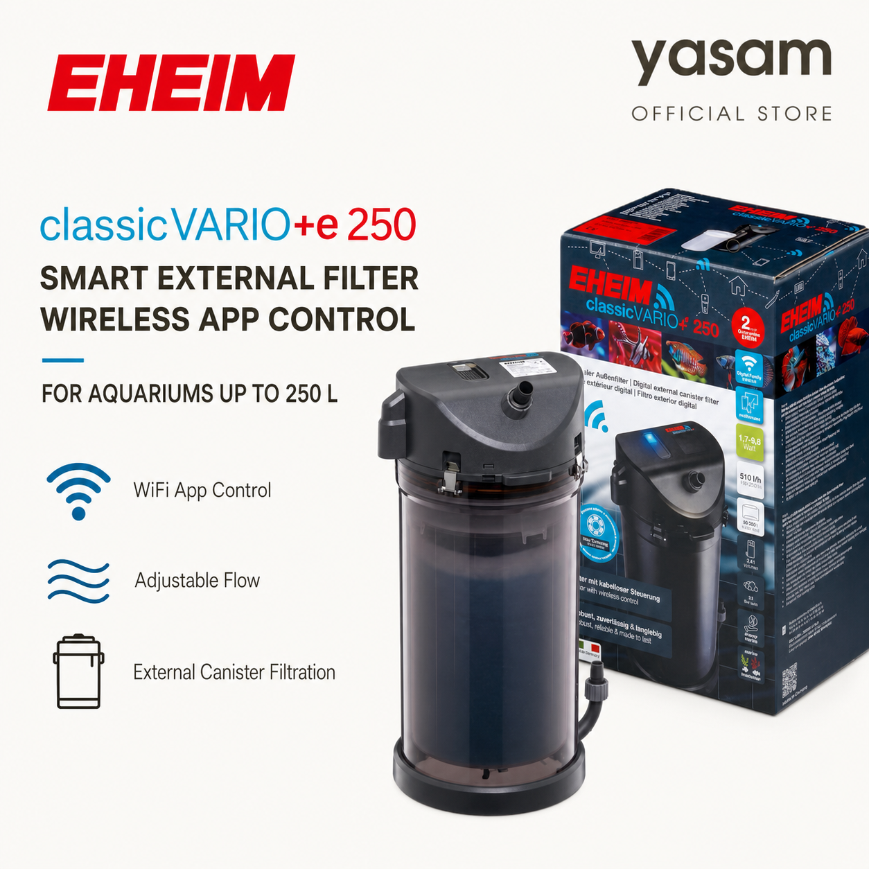 EHEIM - classicVARIO+e  Smart classic external ﬁlter with wireless WIFI APP Control