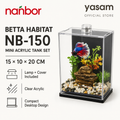 YASAM - NANBOR NB-150 Stylish Betta Fish Tank with Lamp & Cover | Clear Acrylic 15x10x20cm NB-150