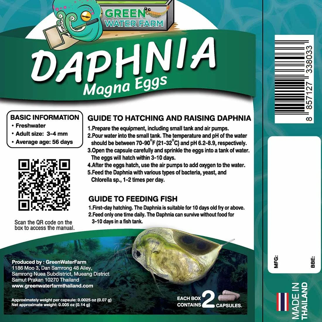 YASAM - Daphnia Rotifer Fairy Shrimp Moina Hatchable Live Feeder Food for Fries by Green Water Farm