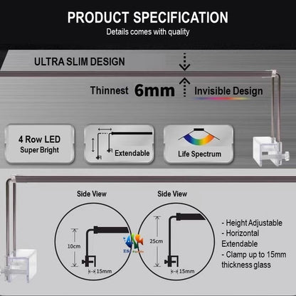 NEO HELIOS - Flat LED Light XP Series Full Spectrum WRGB Ultra Slim LED Lamp Aquascape Landscaping tank Aquarium