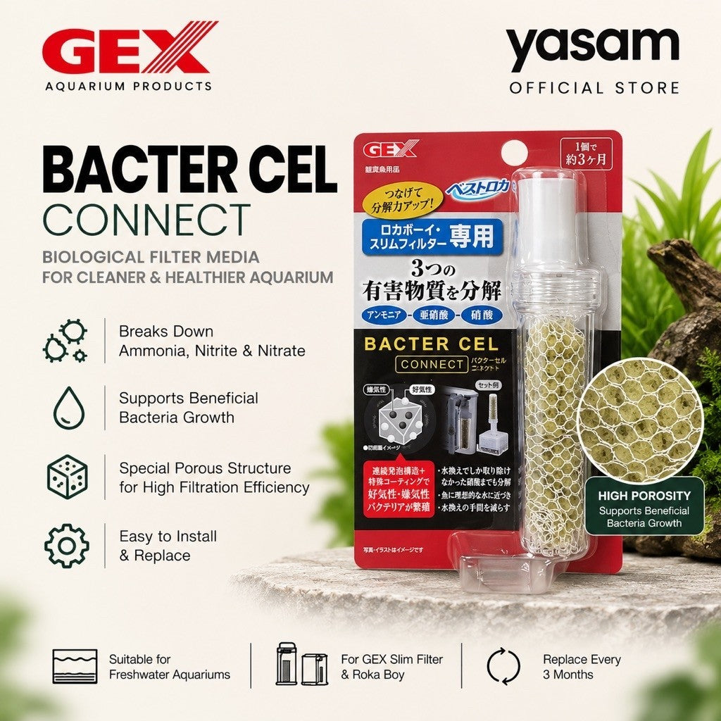 GEX - Bacter Cel Connect Aquarium Filter Media | Beneficial Bacteria Biological Filter Slim Filter & Roka Boy